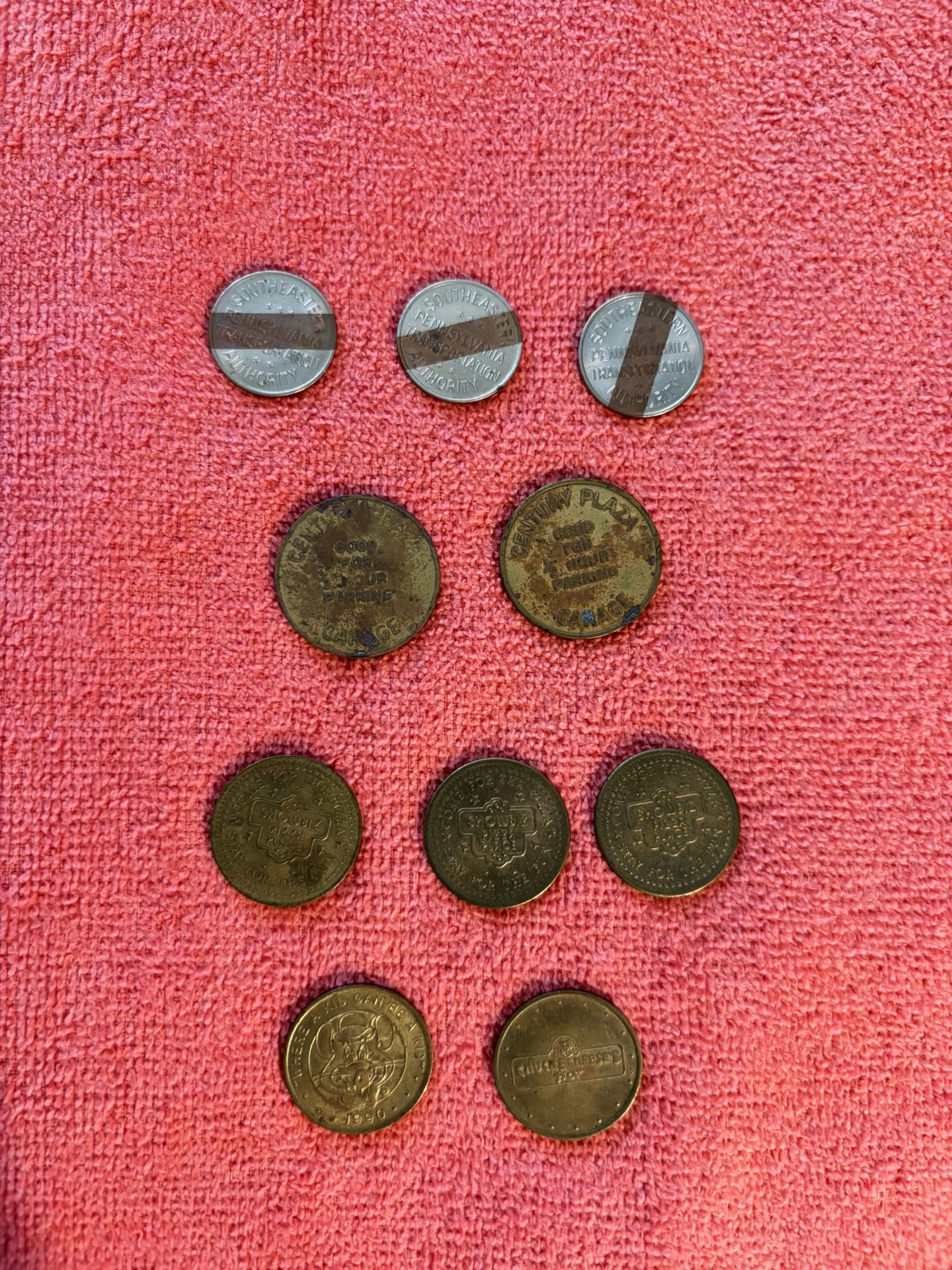 Lot of 10 Vintage Token Transportation Pizza Parking