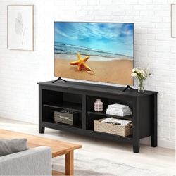 TV Stand, 45" Entertainment Center TV Stand with 4 Open Shelves for 50 inch TV, Modern Media TV Console Television Stand for Living Room Bedroom (Bl