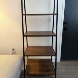 Wood And Black Ladder Bookshelves