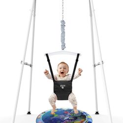 G TALECO GEAR Baby Jumper with Stand,Baby Bouncer,Easy Set-Up,Baby Exerciser for Active Babies,Suitable for Indoor and Outdoor, Water Mat Include (Bla