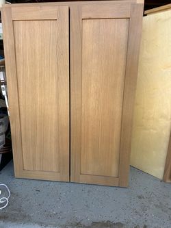 5 Assembled White Oak Cabinets