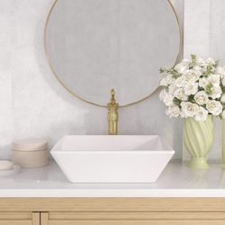 Classic Ceramic Square Vessel Sink in White