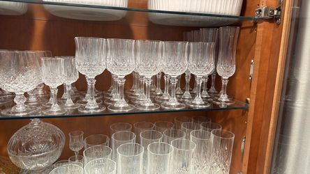 Crystal Cut Glass Stemware and Tumbler Set