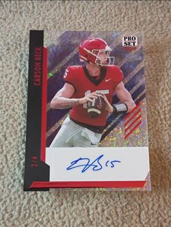 2024 Carson Beck Leaf Pro Set Acetate Red Sparkle Auto /4 (Arizona Cardinals Rookie QB)