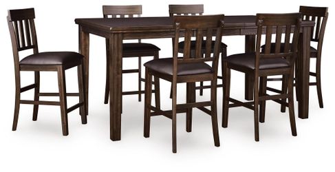 Haddigan Dark Brown Counter Height Dining Table and 6 Barstools (Online Special Price)