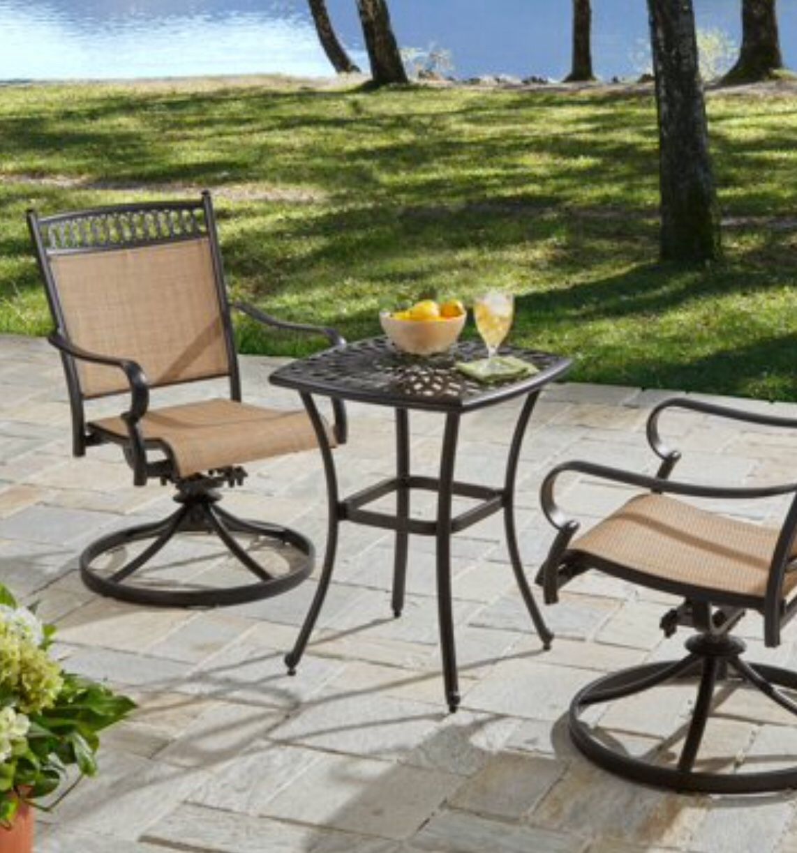 New!! 3 pc bistro patio set, outdoor conversation set, chat set, patio furniture