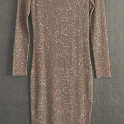 Chelsea & Violet Women's Sweater/Body Con Dress Taupe/Beige Sz Small