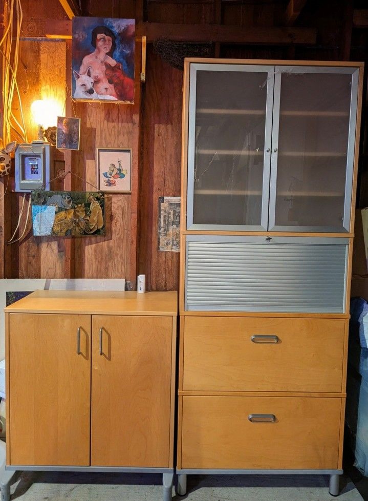 Ikea Cabinet, Hutch & Table Set