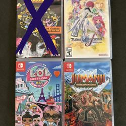 NINTENDO SWITCH GAMES( USED) $15 EACH!! LOL,,PAC-MAN,TALES OF GRACES,JUMANJI