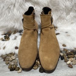 Public Opinion 'Stevens' Leather Zip Buckle Boot - Camel Tan Suede - 9.5 M