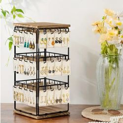 New 360° rotating real wood jewelry display