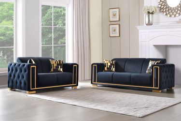 Sofa and Loveseat Black Velvet fabric, New Especial price 