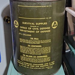 Vtg. Civil Defense Survival Supplies Barrel