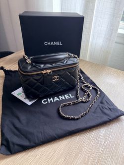 Chanel Quilted Black Leather Vanity Crossbody Bag