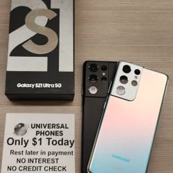 Samsung Galaxy S21 Ultra 5G 128gb  Unlocked, FREE Smartwach/ Headphones. Pay $1 Today Rest in payments. NO CREDIT NEEDED FINANCING