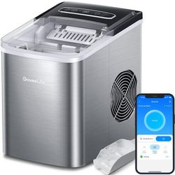 GoveeLife Smart Ice Makers, Portable Countertop Ice Maker Machine with Self-Cleaning, 6 Mins 9 Bullet Ice, 26lbs/24Hrs, Voice Remote for Home Kitchen 