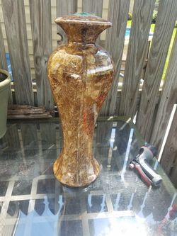 Glazed pedestal yard art