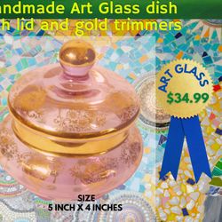 Art Glass Dish With Lid.