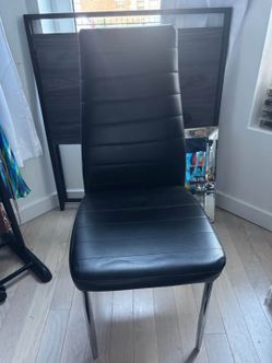 Black Faux Leather Dining Chair with Chrome Legs
