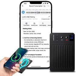 AI Voice Recorder, No Fee for Transcribe & Summarize, Empowered by ChatGPT, App Control Recording Device, Support 107 Languages, 64GB Memory, Audio Re