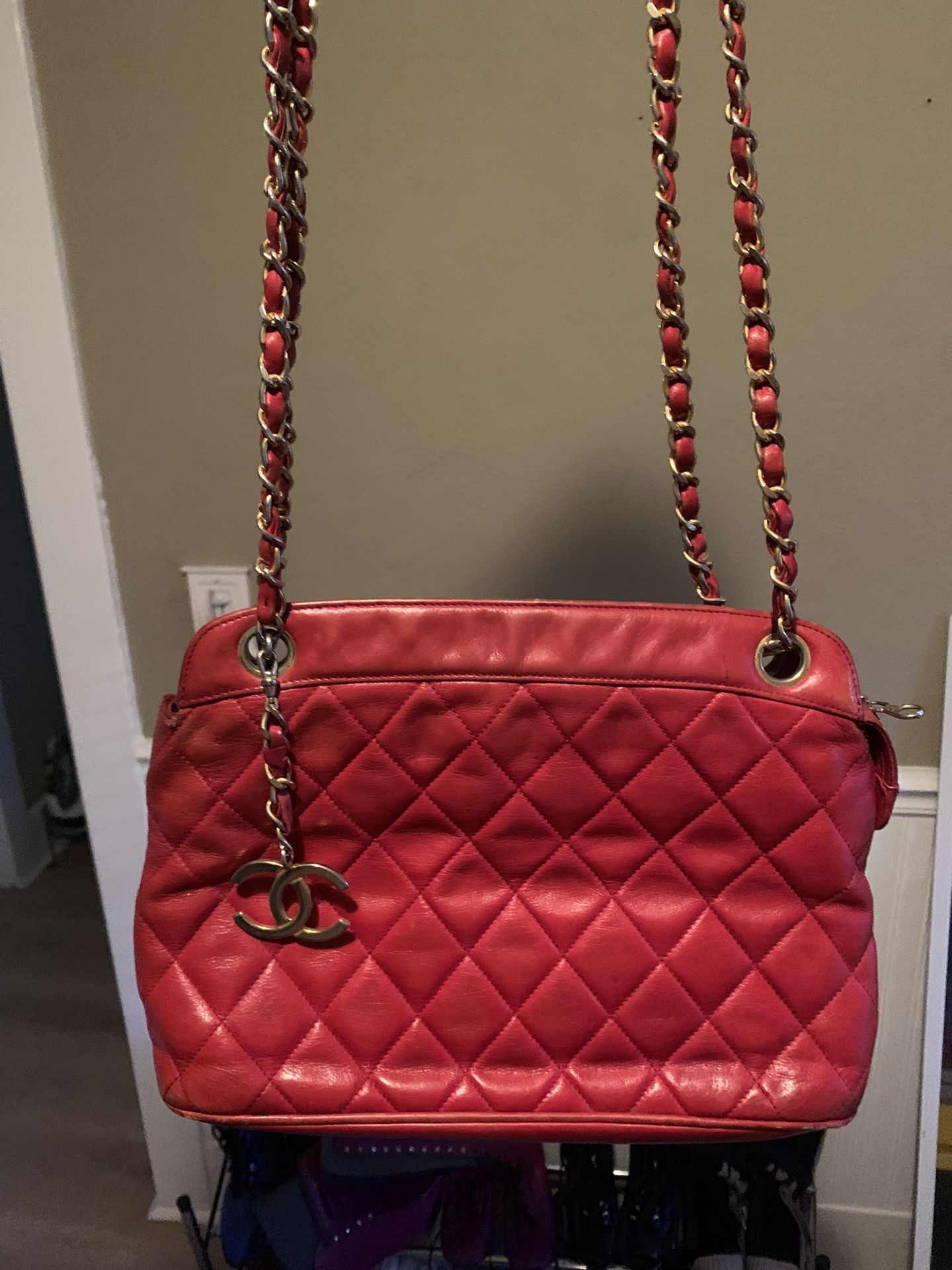 Vintage Chanel Quilted CC Charm Tote Bag 