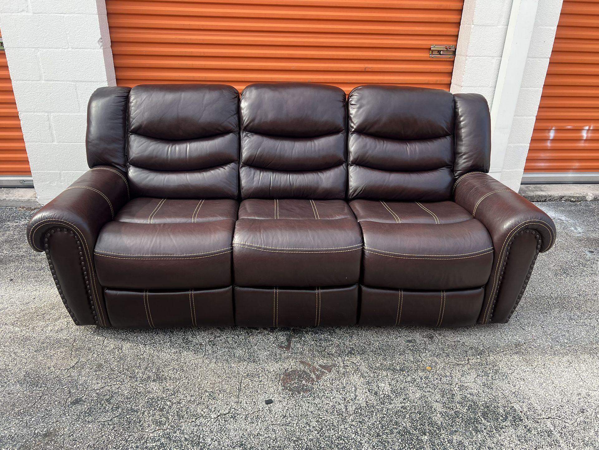 Brown Leather Recliner Sofa