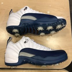 New Nike Air Jordan 12 Low Golf Shoes Cleats White French Blue Men’s 7.5, Women’s 9