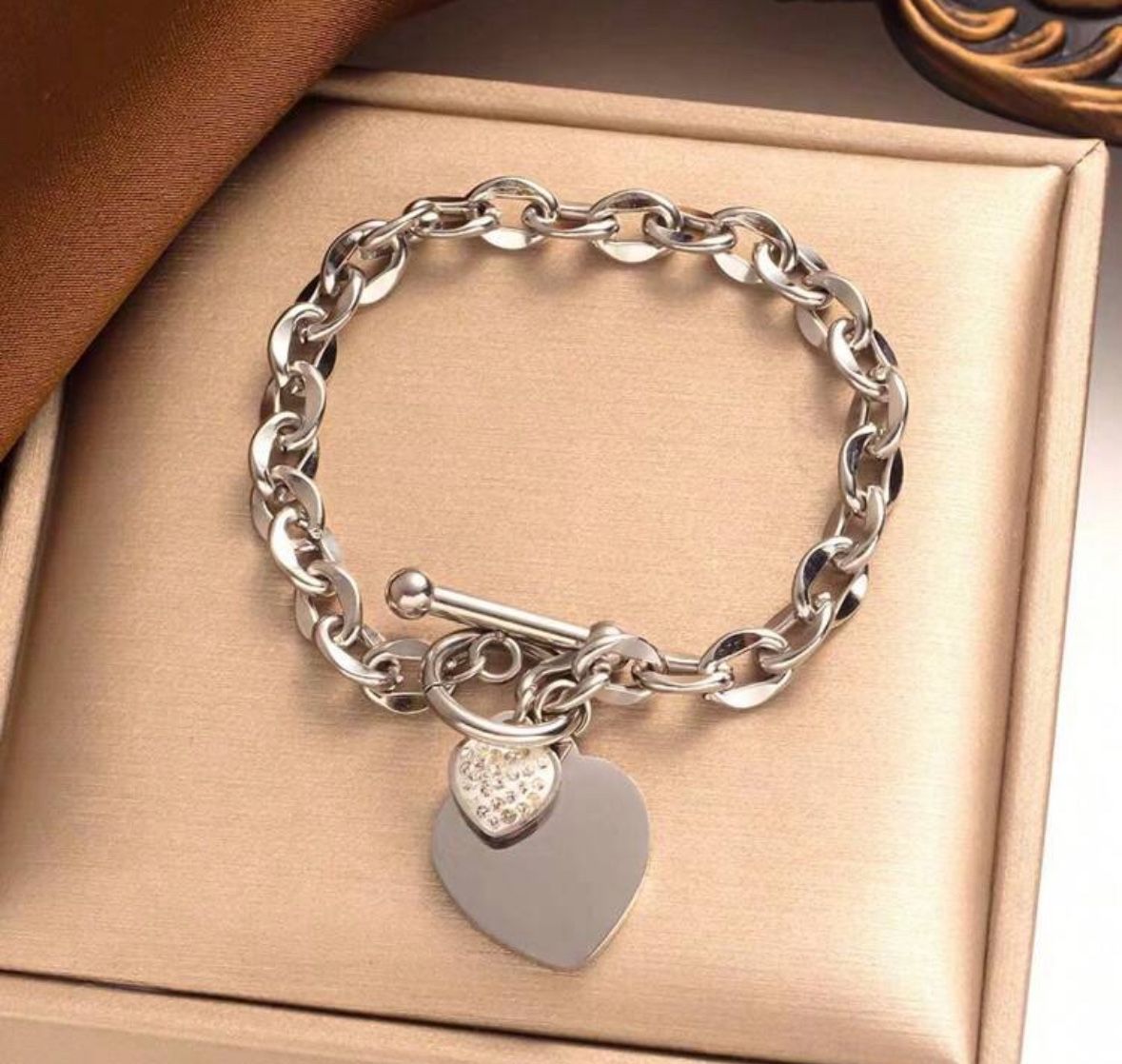 Silver Heart Chain Bracelet