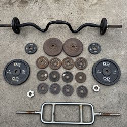 Standard Weight Set Around 80 Lbs + 2 Bars 
