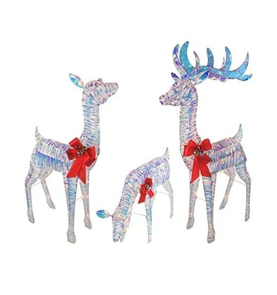 3 Piece Iridescent Reindeer Family