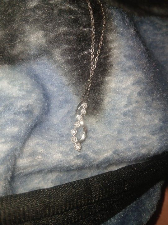 Vintage Sterling Silver Genuine Gemstone Swirl Necklace