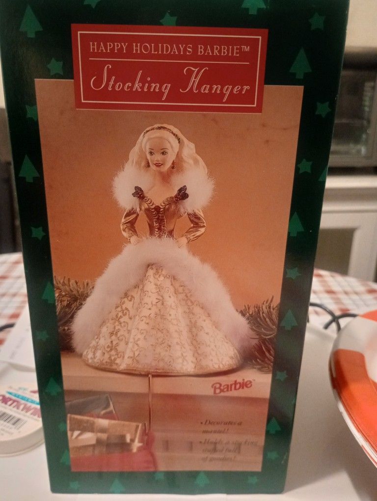 Happy Holidays Barbie Stocking Hanger New