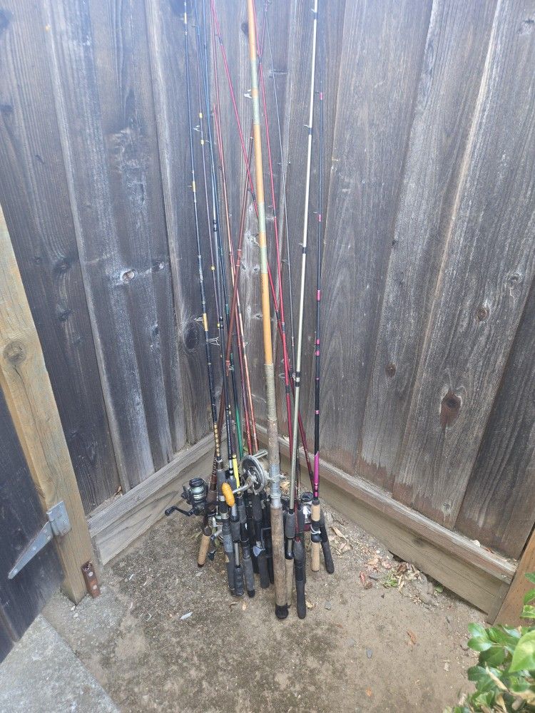 Fishing Rods With Reels And Collection Fishing Reels Lot
