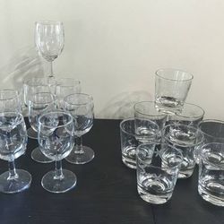 Vtg Etched Crystal 8 Wine / Cordial OR 8 Old Fashioned Glasses $45 set
