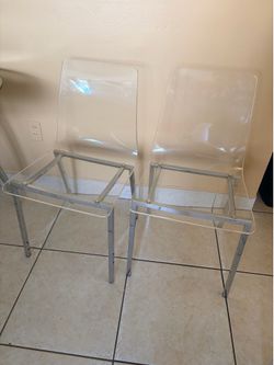 2 Stella Clear Acrylic Side Chair Set of Two Acrylic Chrome Steel SALE