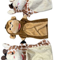 3 years Plush 8” hand puppets Melissa & Doug Giraffe and Monkey Hand Puppet Plush. T-411