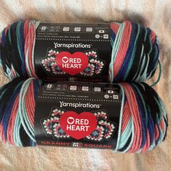 2 Skeins Red Heart Granny Square Yarn Color: Black Pop Culture