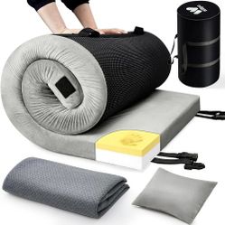 
Willpo CertiPUR-US Memory Foam Camping Mattress with Travel Bag and 2 Interchangeable Covers, Lightweight Portable Sleeping Pad for Tents, Gues