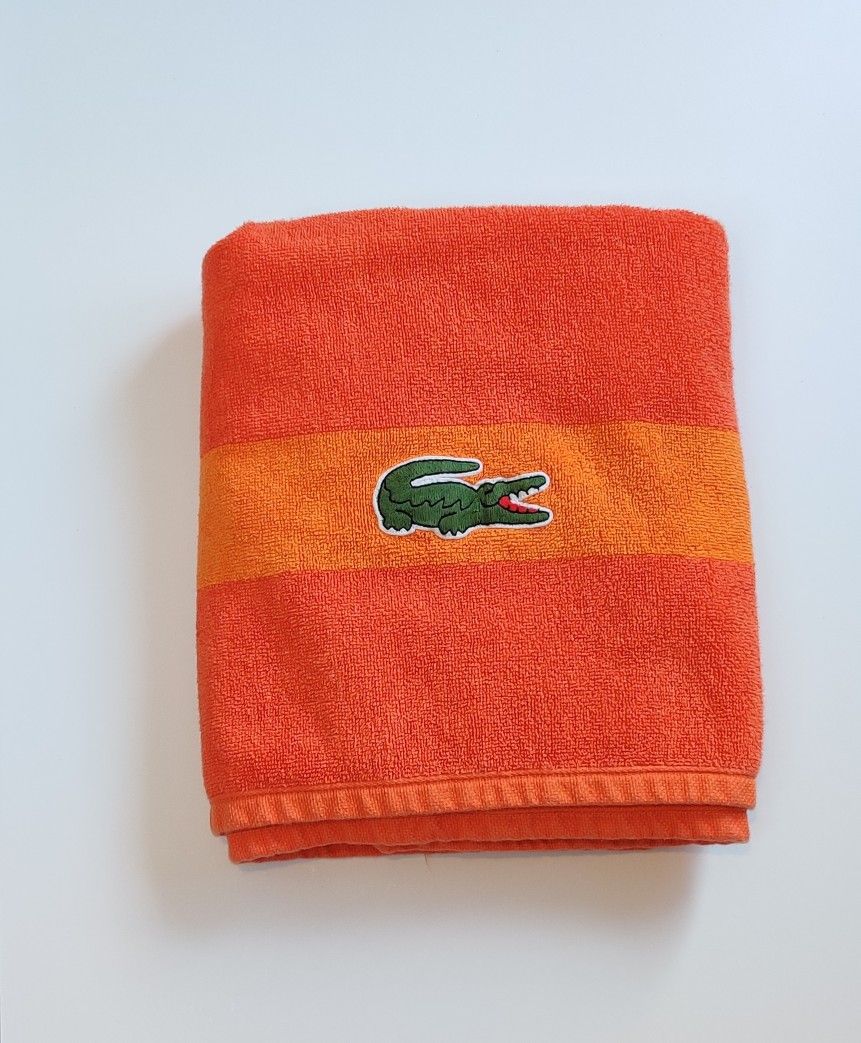Lacoste Orange Color Block Bath Towel