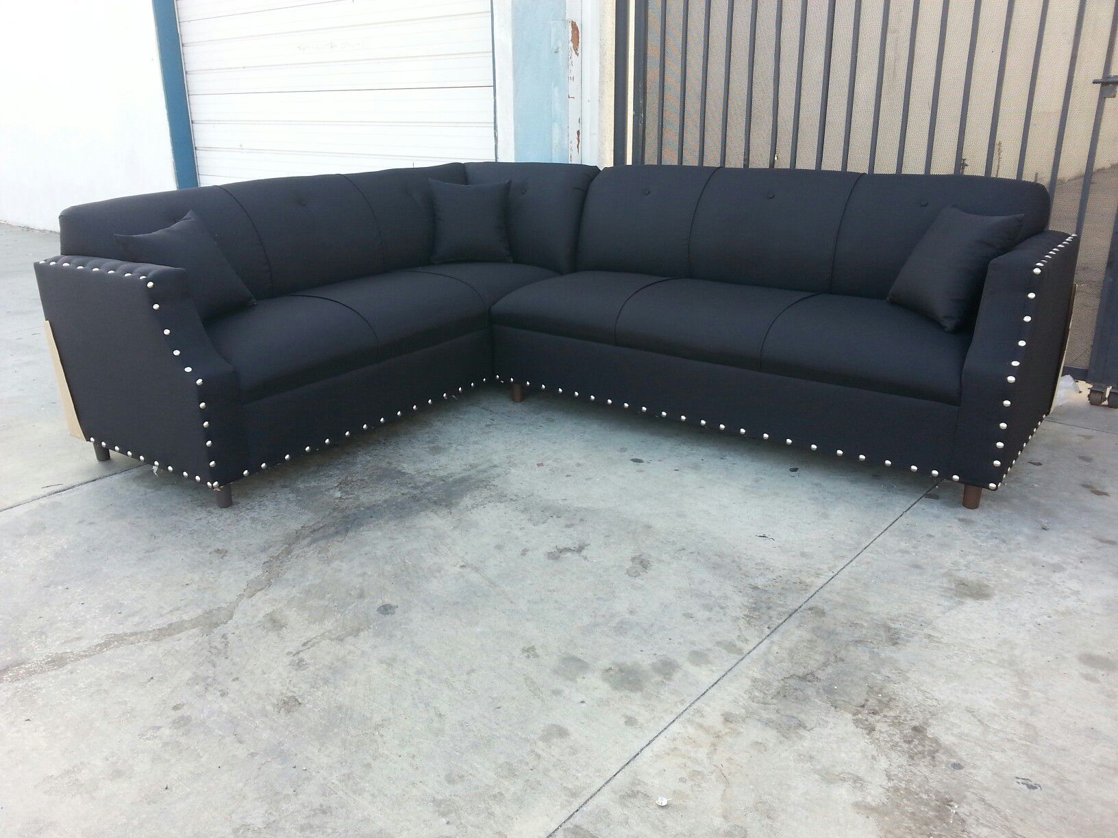 NEW 7X9FT DOMINO BLACK FABRIC SECTIONAL COUCHES