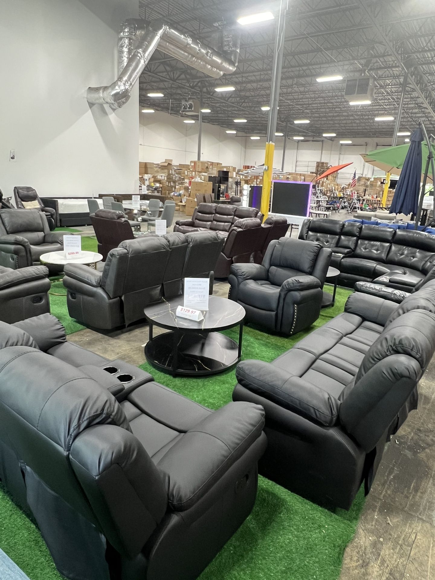 Black Recliner 3Pcs Living Room Set / Juego de sala de estar reclinable negro de 3 piezas