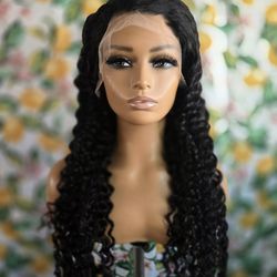 34 " human hair wig deep wave  13x6 lace front  black new