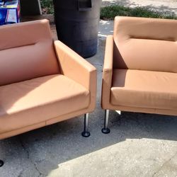 Pair of Mid-Century Modern Leather Chairs