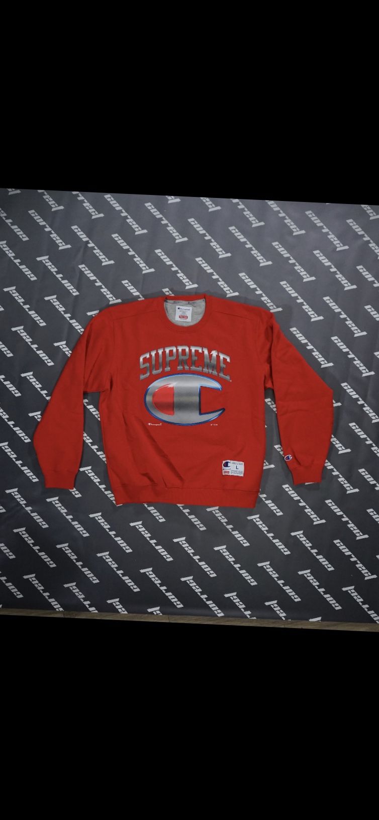 Supreme Champion Chrome Crewneck Red Large