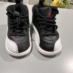 Nike Air Jordan 12 Retro Playoffs Black/White Toddler Sneaker Size 6c