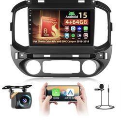 Qualcomm 8 Core Radio for Chevy Colorado/GMC Canyon 2015-2018, [4+64G] Android 15 9-inch Touch Screen with CarPlay/6GHz WiFi/Bluetooth 5.0/1280 * 720P