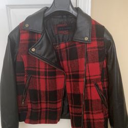 Leather & Plaid Girls Jacket