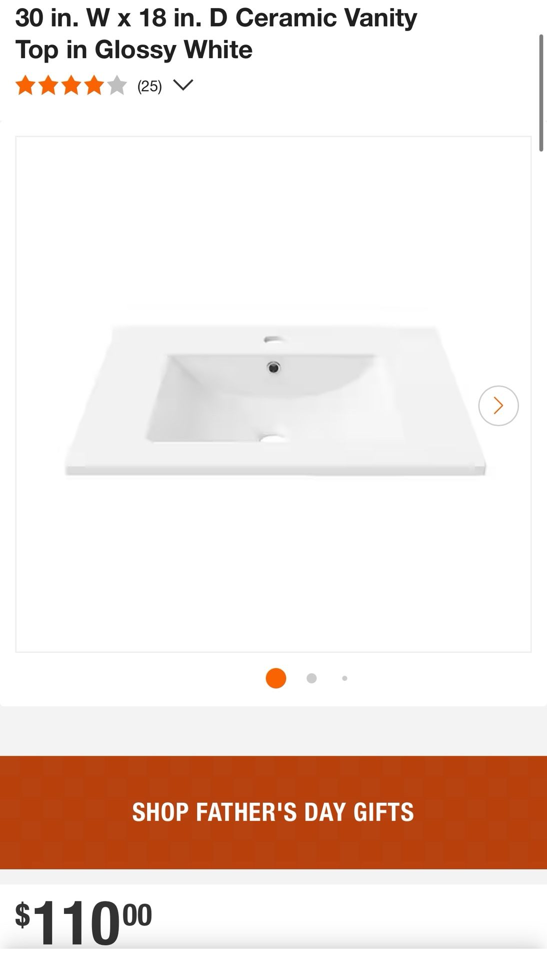 Ceramic Vanity Top in Glossy White