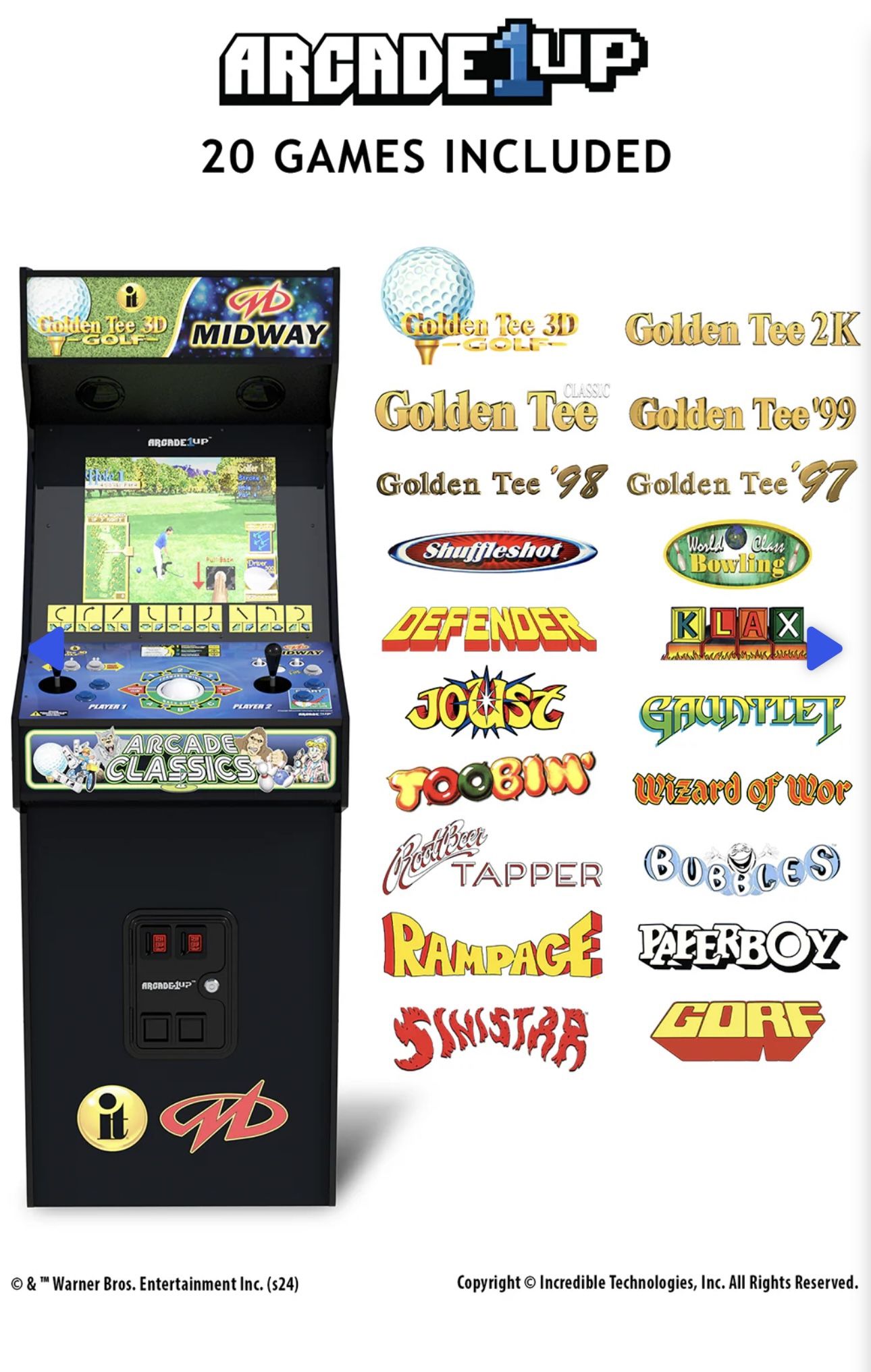 Arcade1up Golden Tee 3re D & Midway Arcade Classics XL