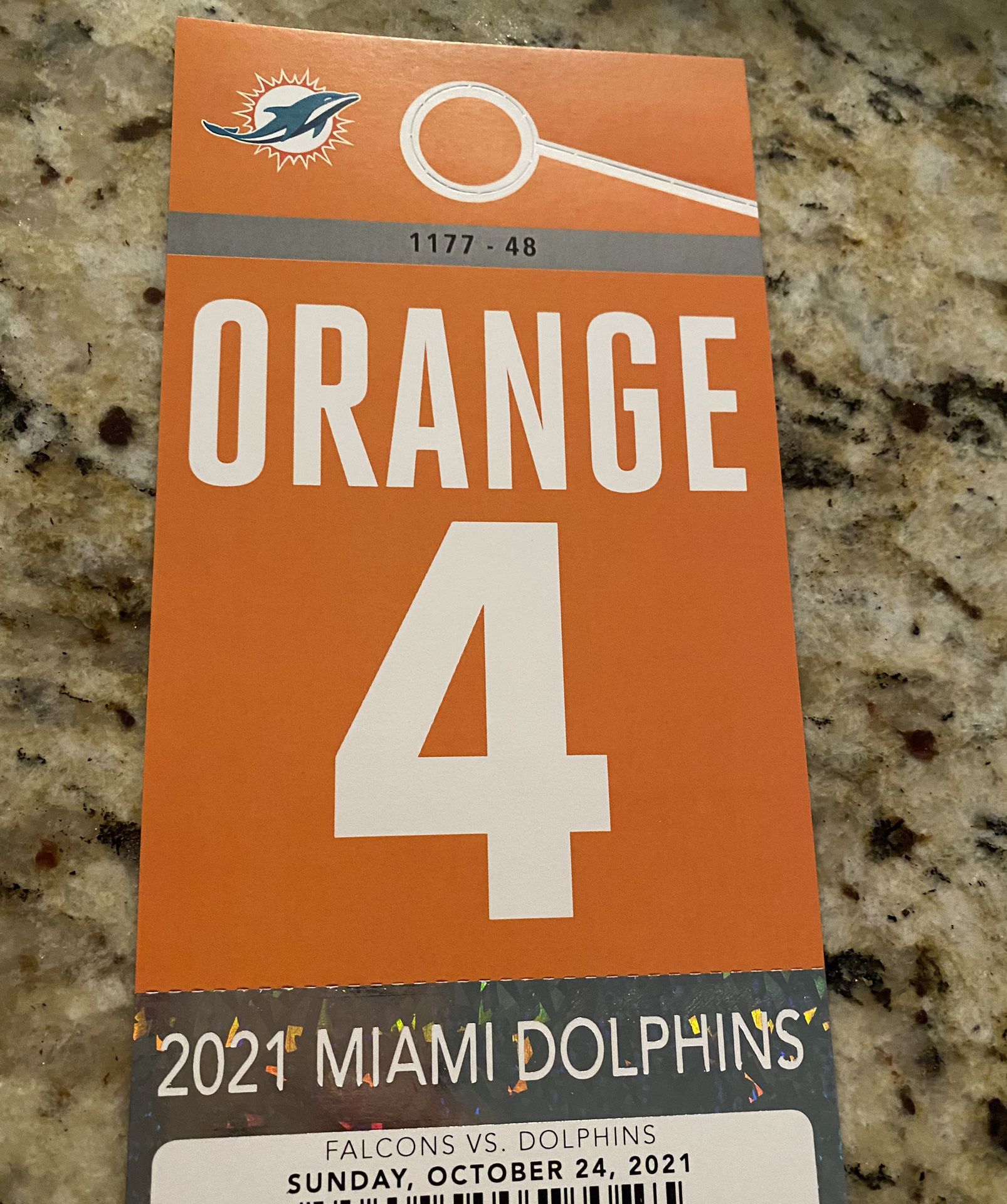 Atlanta Falcons At Miami Dolphins Orange Parking Pass